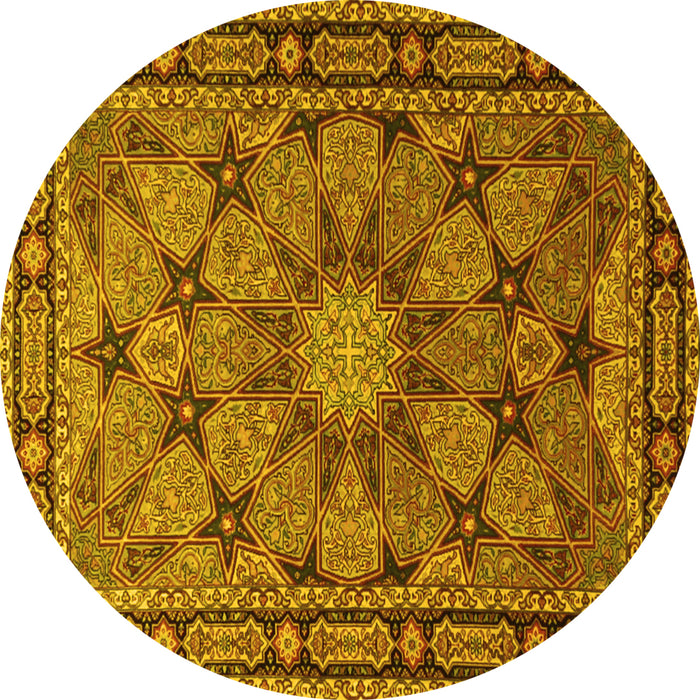 Round Persian Yellow Traditional Rug, tr2042yw