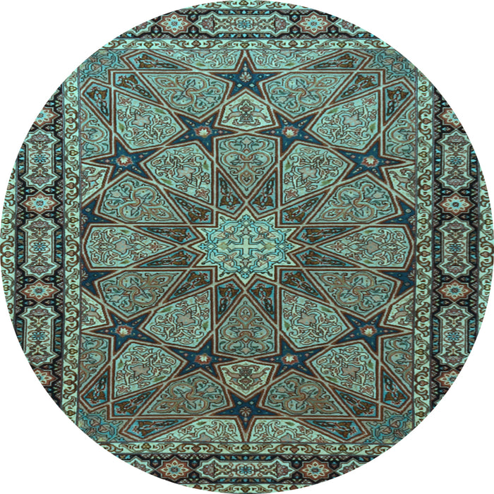 Round Machine Washable Persian Light Blue Traditional Rug, wshtr2042lblu