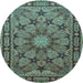 Round Machine Washable Persian Light Blue Traditional Rug, wshtr2042lblu