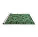 Sideview of Machine Washable Persian Turquoise Traditional Area Rugs, wshtr2042turq