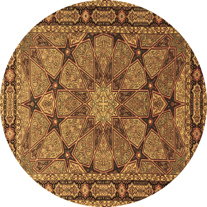 Round Persian Brown Traditional Rug, tr2042brn
