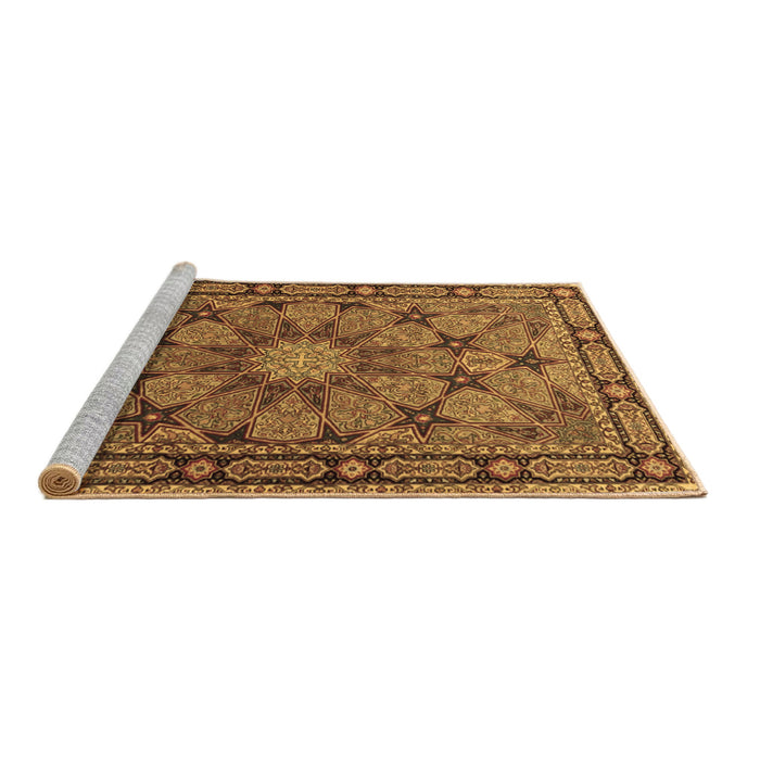 Sideview of Machine Washable Persian Brown Traditional Rug, wshtr2042brn