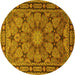 Round Machine Washable Persian Yellow Traditional Rug, wshtr2042yw