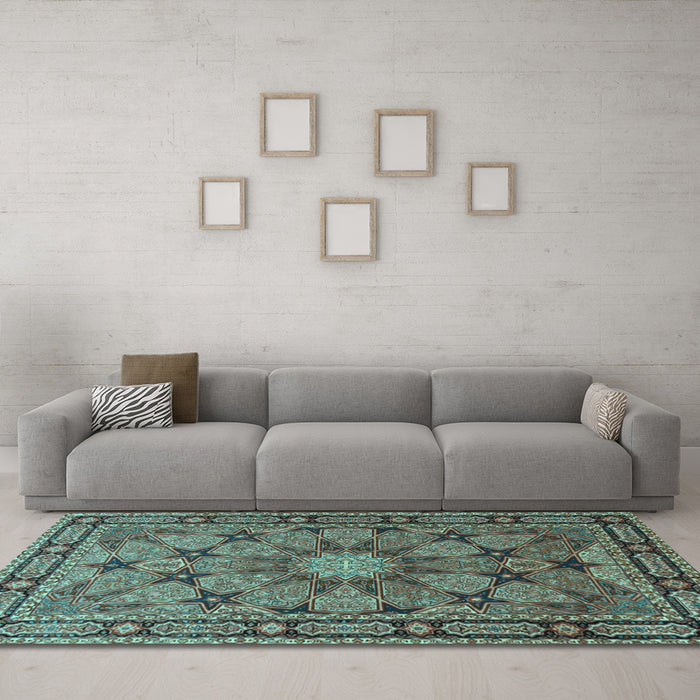 Machine Washable Persian Light Blue Traditional Rug in a Living Room, wshtr2042lblu