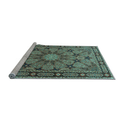Sideview of Machine Washable Persian Light Blue Traditional Rug, wshtr2042lblu