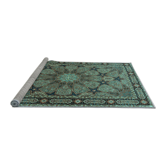 Sideview of Machine Washable Persian Light Blue Traditional Rug, wshtr2042lblu