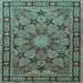 Square Machine Washable Persian Light Blue Traditional Rug, wshtr2042lblu