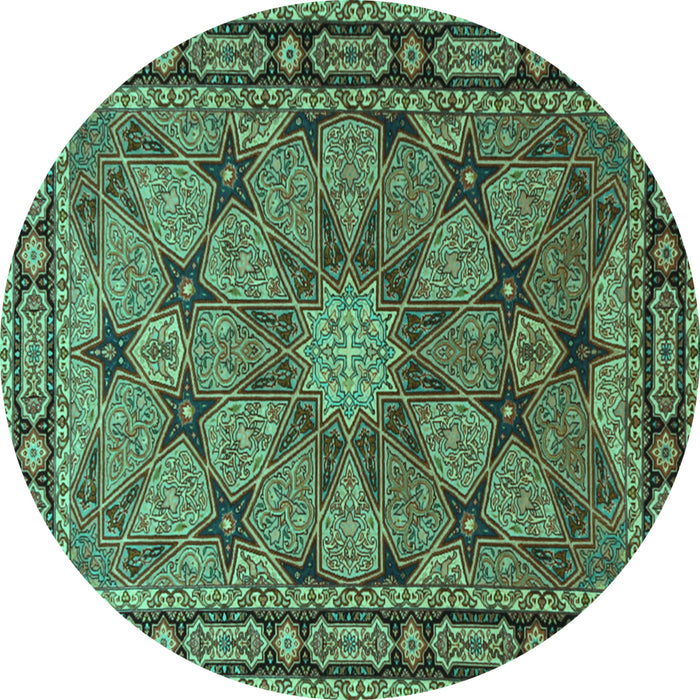Round Persian Turquoise Traditional Rug, tr2042turq