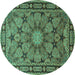 Round Machine Washable Persian Turquoise Traditional Area Rugs, wshtr2042turq