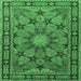 Square Machine Washable Persian Emerald Green Traditional Area Rugs, wshtr2042emgrn