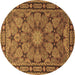 Round Machine Washable Persian Brown Traditional Rug, wshtr2042brn