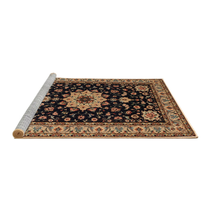 Sideview of Machine Washable Traditional Bakers Brown Rug, wshtr2043