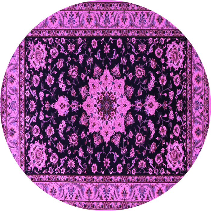 Round Machine Washable Persian Purple Traditional Area Rugs, wshtr2043pur