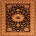 Round Machine Washable Persian Orange Traditional Area Rugs, wshtr2043org