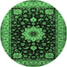 Round Persian Emerald Green Traditional Rug, tr2043emgrn