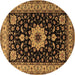 Round Machine Washable Persian Brown Traditional Rug, wshtr2043brn