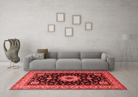 Machine Washable Persian Red Traditional Rug, wshtr2043red