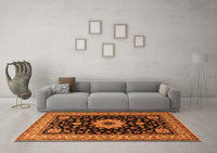 Machine Washable Persian Orange Traditional Rug, wshtr2043org