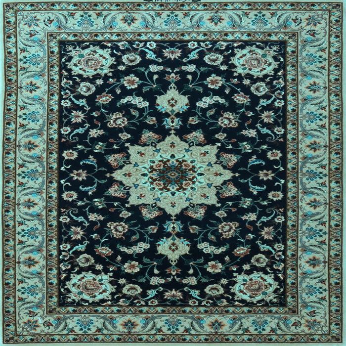 Square Machine Washable Persian Light Blue Traditional Rug, wshtr2043lblu