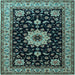 Square Machine Washable Persian Light Blue Traditional Rug, wshtr2043lblu