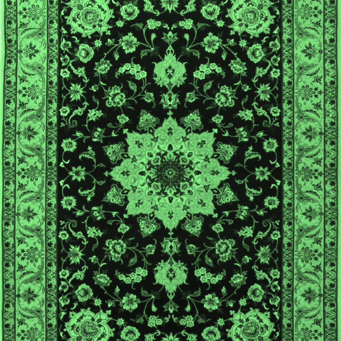 Machine Washable Persian Emerald Green Traditional Area Rugs, wshtr2043emgrn