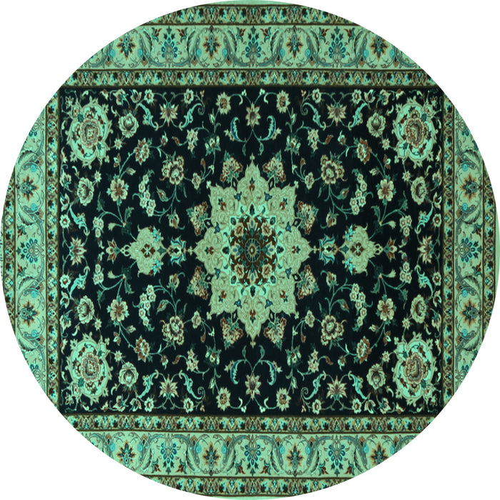 Round Persian Turquoise Traditional Rug, tr2043turq