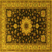 Square Machine Washable Persian Yellow Traditional Rug, wshtr2043yw