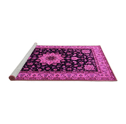Sideview of Machine Washable Persian Pink Traditional Rug, wshtr2043pnk