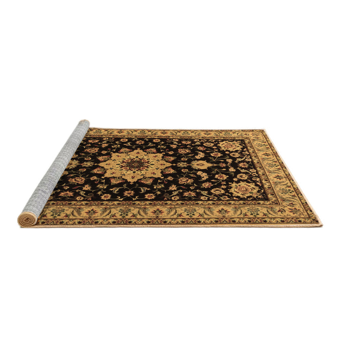 Sideview of Machine Washable Persian Brown Traditional Rug, wshtr2043brn