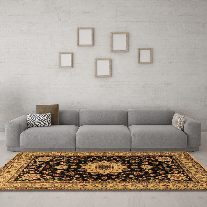 Machine Washable Persian Brown Traditional Rug in a Living Room,, wshtr2043brn