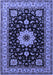 Machine Washable Persian Blue Traditional Rug, wshtr2043blu