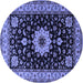 Round Machine Washable Persian Blue Traditional Rug, wshtr2043blu