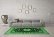 Machine Washable Persian Emerald Green Traditional Area Rugs in a Living Room,, wshtr2043emgrn