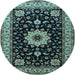 Round Machine Washable Persian Light Blue Traditional Rug, wshtr2043lblu