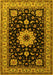 Machine Washable Persian Yellow Traditional Rug, wshtr2043yw