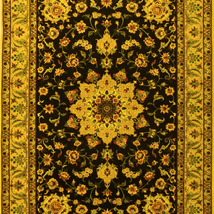 Machine Washable Persian Yellow Traditional Rug, wshtr2043yw
