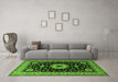 Machine Washable Persian Green Traditional Area Rugs in a Living Room,, wshtr2043grn