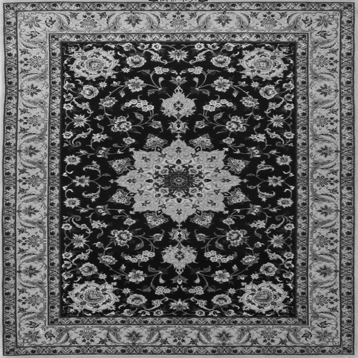 Round Machine Washable Persian Gray Traditional Rug, wshtr2043gry