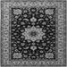 Round Machine Washable Persian Gray Traditional Rug, wshtr2043gry