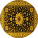 Round Machine Washable Persian Yellow Traditional Rug, wshtr2043yw