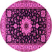 Round Machine Washable Persian Pink Traditional Rug, wshtr2043pnk