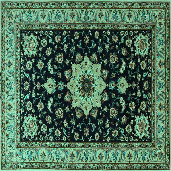 Square Persian Turquoise Traditional Rug, tr2043turq
