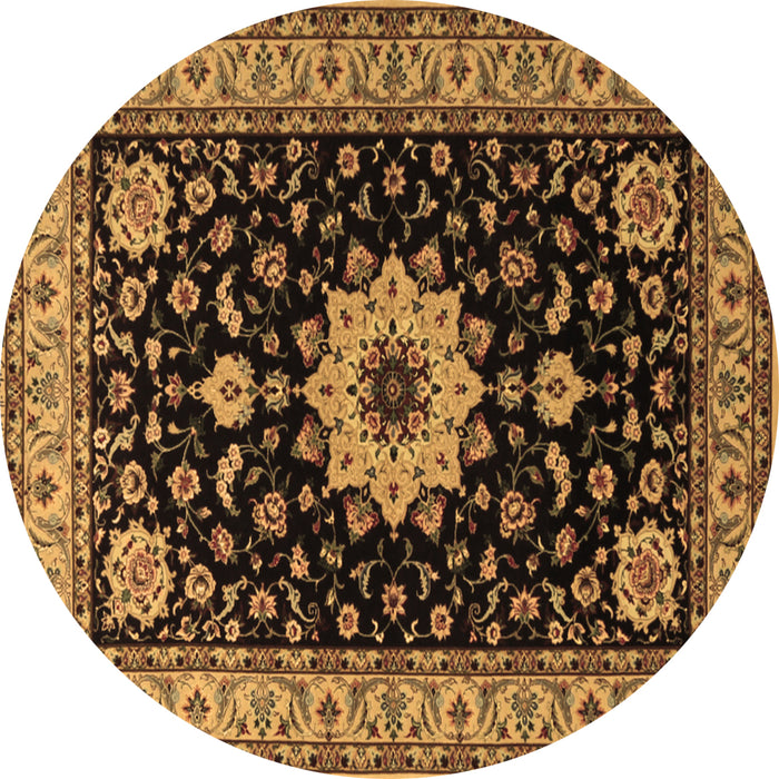 Round Persian Brown Traditional Rug, tr2043brn