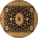 Round Persian Brown Traditional Rug, tr2043brn