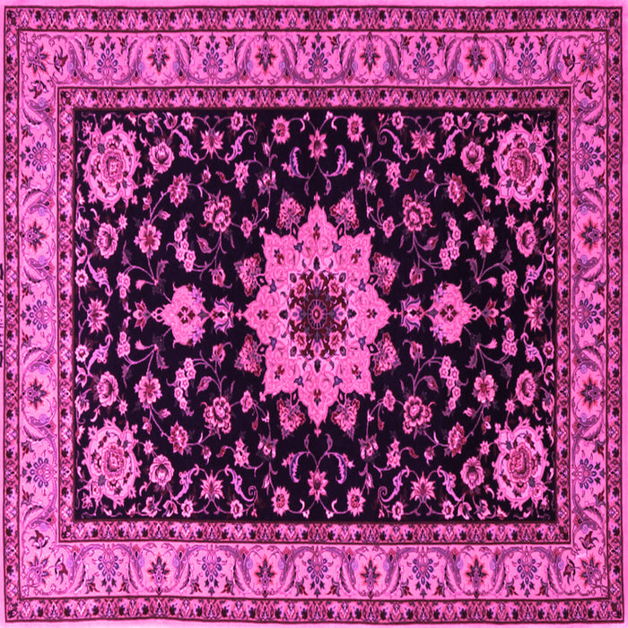 Square Machine Washable Persian Pink Traditional Rug, wshtr2043pnk