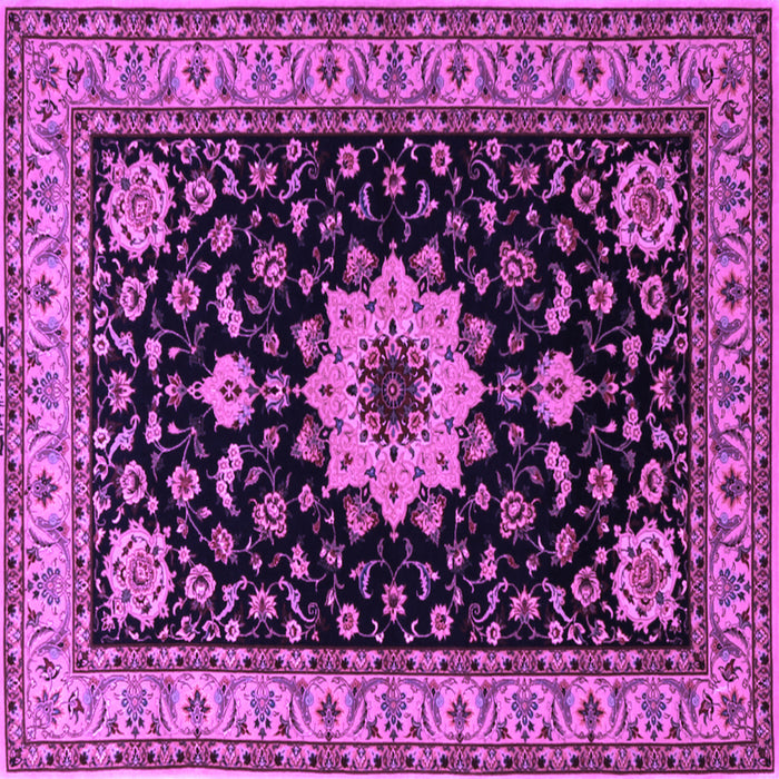 Square Machine Washable Persian Purple Traditional Area Rugs, wshtr2043pur