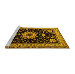 Sideview of Machine Washable Persian Yellow Traditional Rug, wshtr2043yw