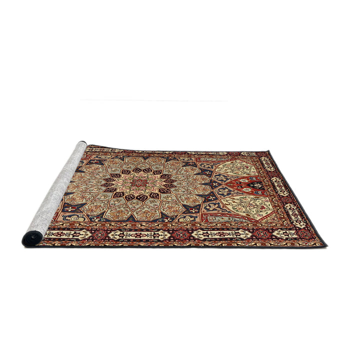 Sideview of Machine Washable Traditional Sand Brown Rug, wshtr2044