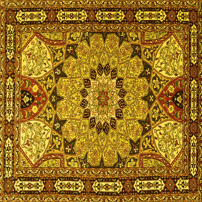Square Machine Washable Persian Yellow Traditional Rug, wshtr2044yw