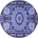 Round Machine Washable Persian Blue Traditional Rug, wshtr2044blu